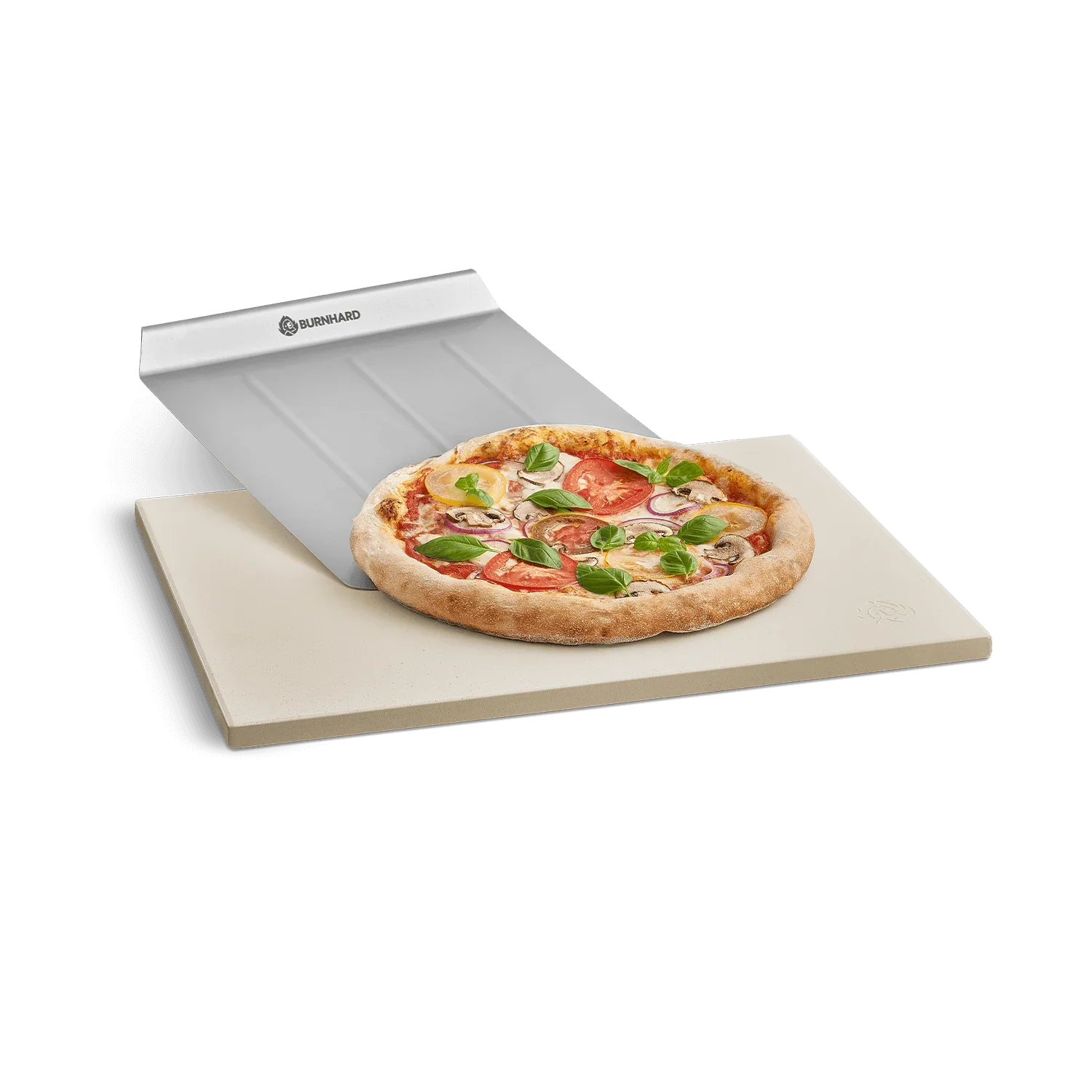 Burnhard Pizzastein mit Pizzaschaufel | 38 x 30 x 1,5 cm