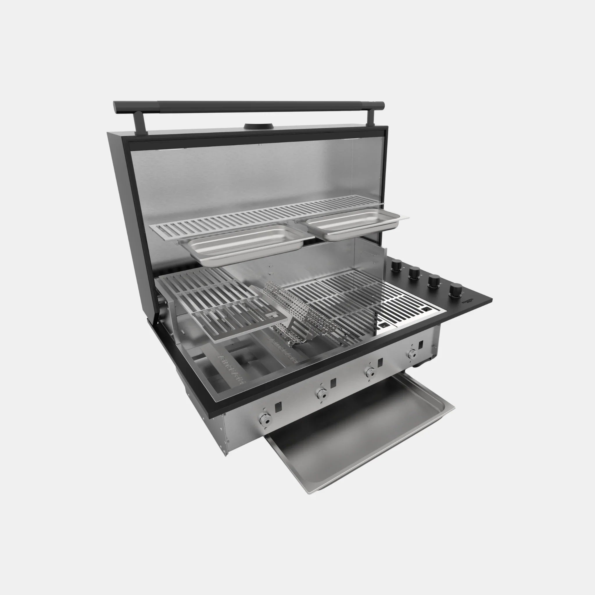 Brabura Box-Q-Einbaugrill 4-Brenner schwarz | Neuestes Edelstahlmodell