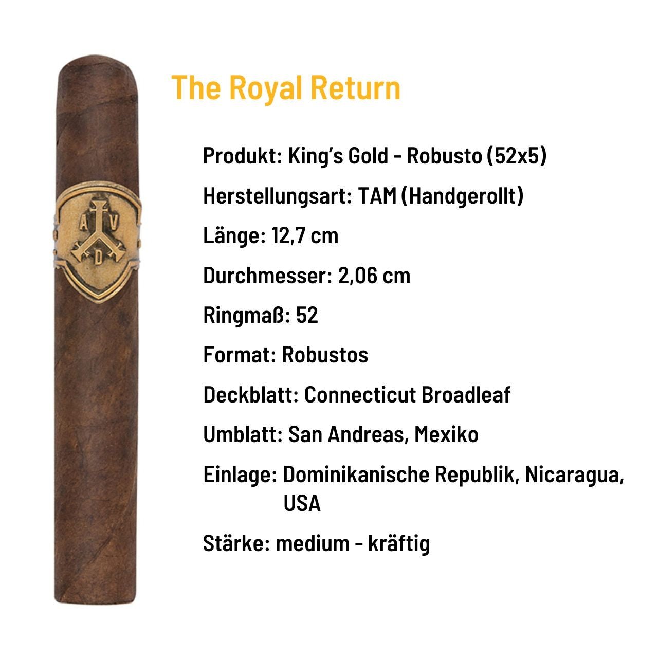 ADV & McKay - The Royal Return King's Gold Robusto - Grillstar.deADV & McKay - The Royal Return King's Gold RobustoADV & McKayGrillstar.de100163800170600522