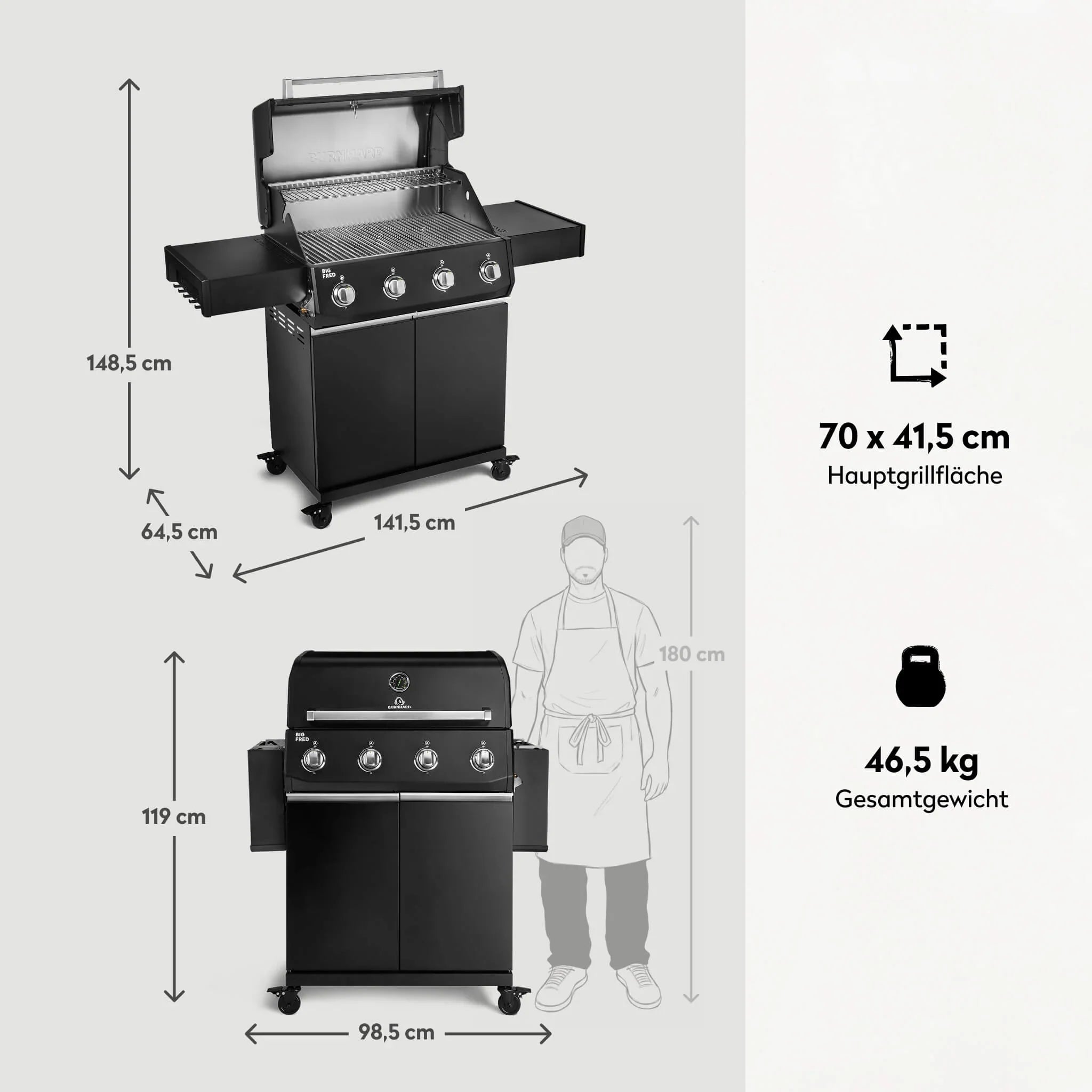 Burnhard Big FRED Base Gasgrill 4 - Brenner Basic mit Edelstahlrost Series 4 - Grillstar.deBurnhard Big FRED Base Gasgrill 4 - Brenner Basic mit Edelstahlrost Series 4BurnhardGrillstar.de