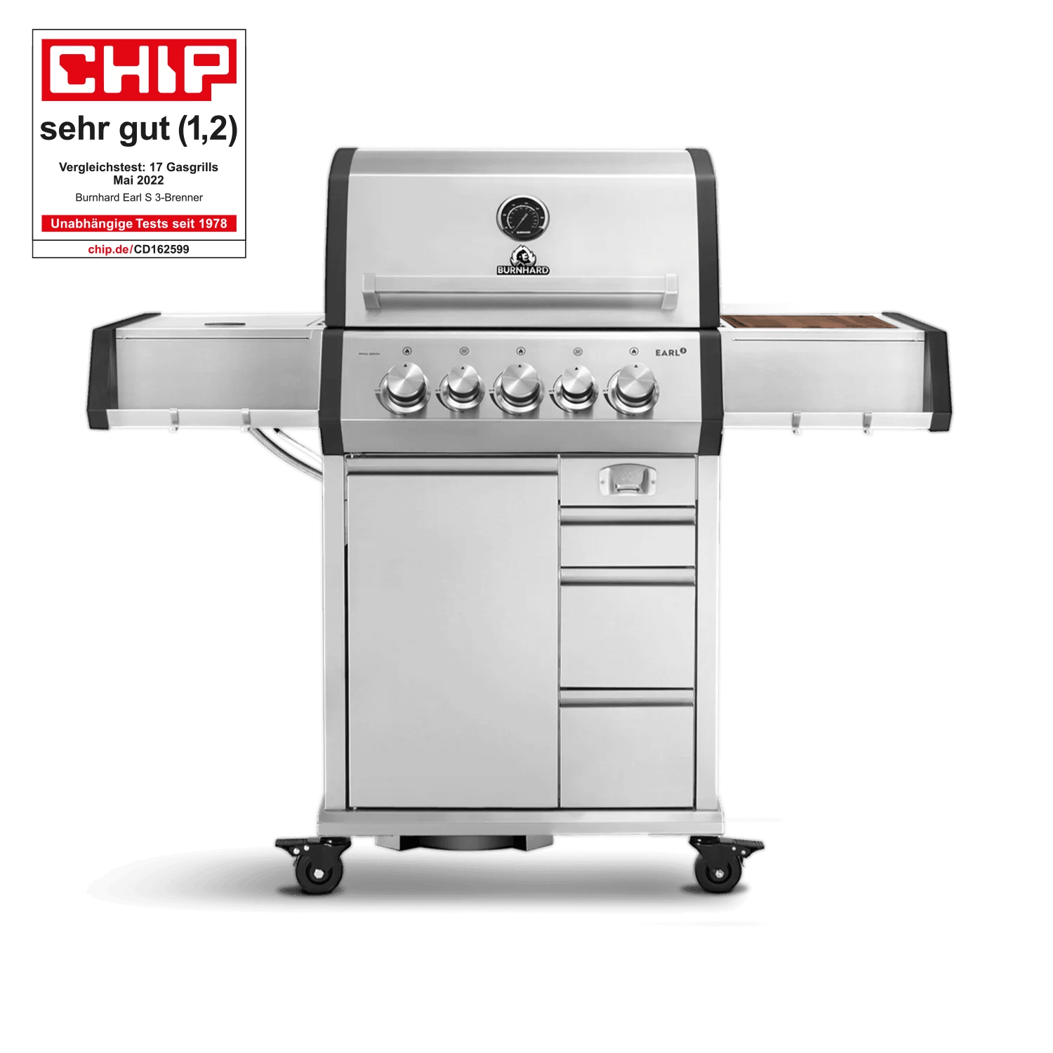 Burnhard EARL Premium - Gasgrill 3 - Brenner Edelstahl mit Gusseisenrost - Grillstar.deBurnhard EARL Premium - Gasgrill 3 - Brenner Edelstahl mit GusseisenrostGrillBurnhardGrillstar.de