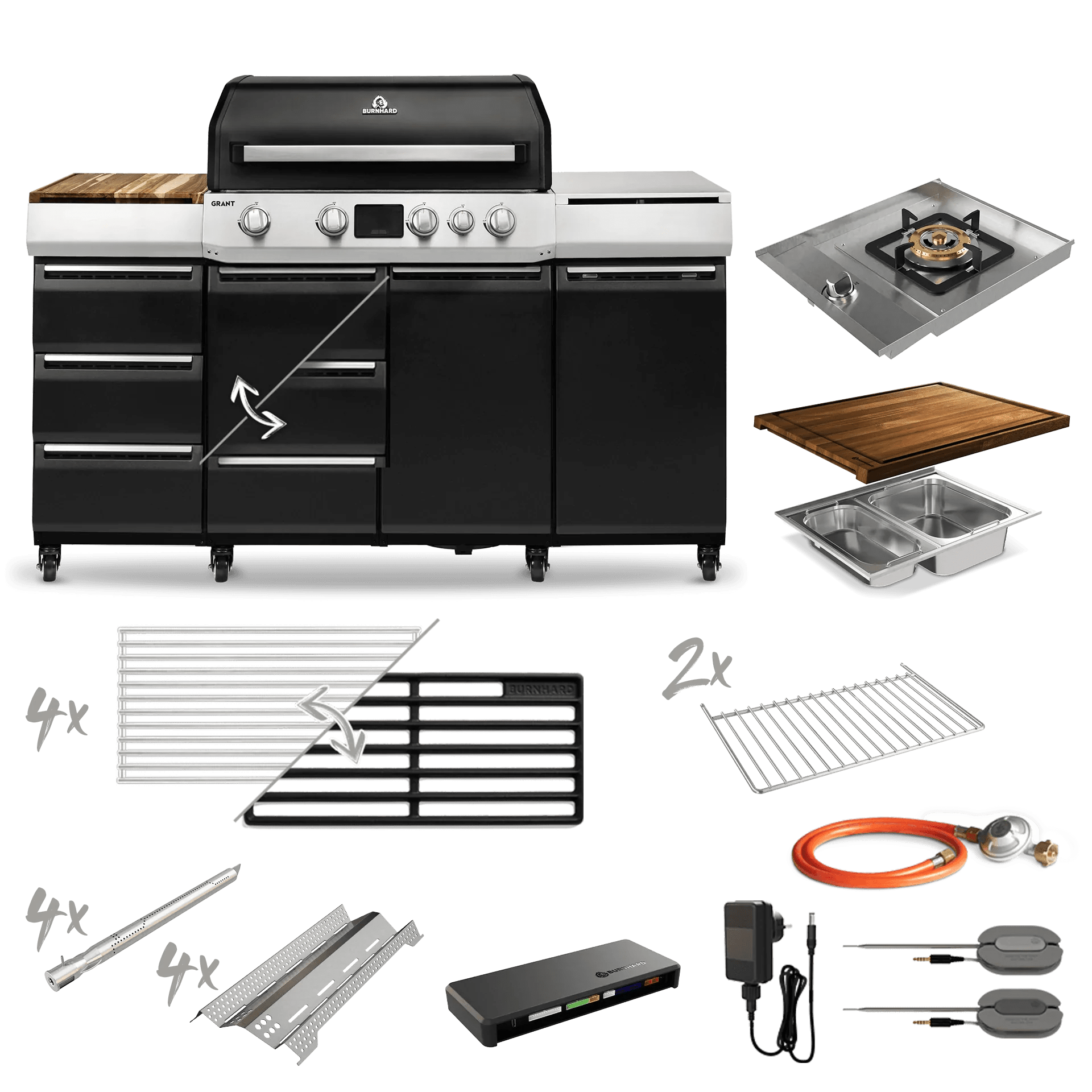 Burnhard GRANT Pro - Modularer Gasgrill 4 - Brenner mit Türen und Gusseisenrost - Grillstar.deBurnhard GRANT Pro - Modularer Gasgrill 4 - Brenner mit Türen und GusseisenrostGrillBurnhardGrillstar.de