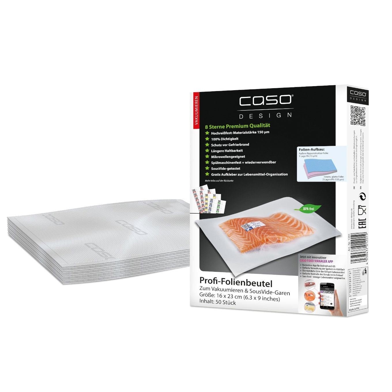 CASO Folienbeutel, 16x23cm 50Stk. - Grillstar.deCASO Folienbeutel, 16x23cm 50Stk.CASOGrillstar.decg12014038437012019