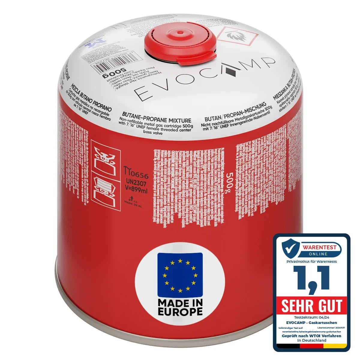 EVOCAMP Gaskartusche, 500g mit Schraubventil Butan/Propan - Grillstar.deEVOCAMP Gaskartusche, 500g mit Schraubventil Butan/PropanEvocampGrillstar.de