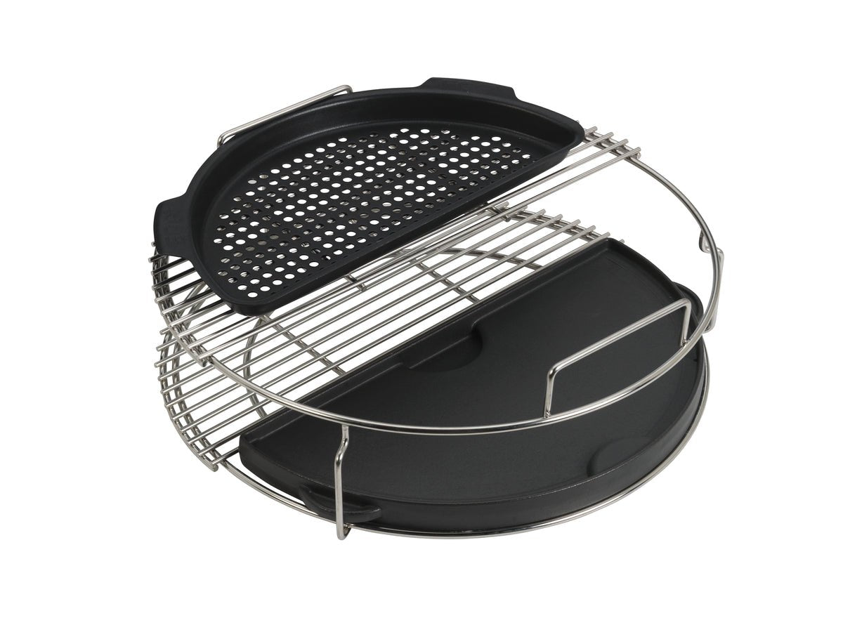 Gelochte halbrunde Grillplatte für den EGGspander XLarge - Grillstar.deGelochte halbrunde Grillplatte für den EGGspander XLargeBig Green EggGrillstar.de
