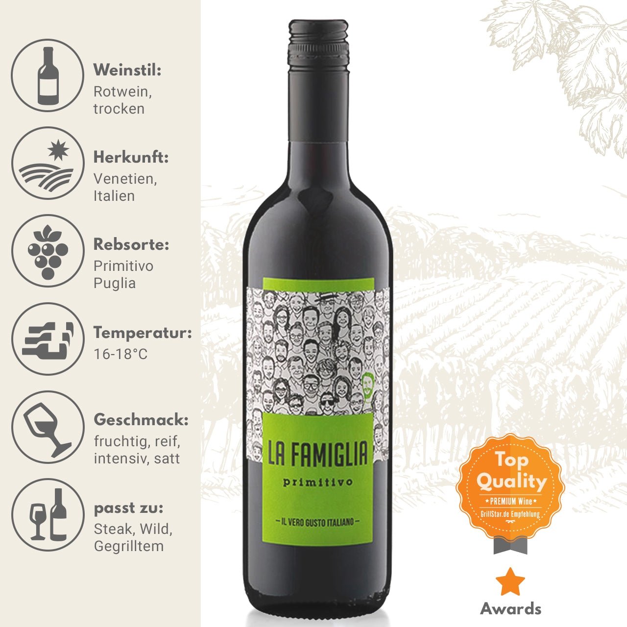 LA FAMIGLIA "Primitivo" - Rotwein - Grillstar.deLA FAMIGLIA "Primitivo" - RotweinLA FAMIGLIAGrillstar.de1052078003969009949