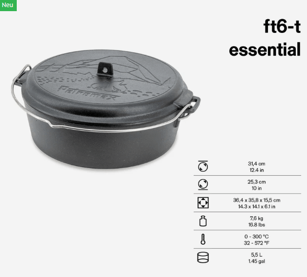 Petromax Feuertopf FT6.0 / 5.5l - Essential Line - Grillstar.dePetromax Feuertopf FT6.0 / 5.5l - Essential LinePetromaxGrillstar.de