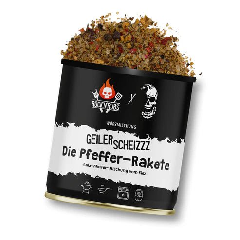 Rock 'n' Rubs Geiler Scheizzz - Die Pfeffer - Rakete - 170 g - Grillstar.deRock 'n' Rubs Geiler Scheizzz - Die Pfeffer - Rakete - 170 gGewürzeRock 'n' RubsGrillstar.de