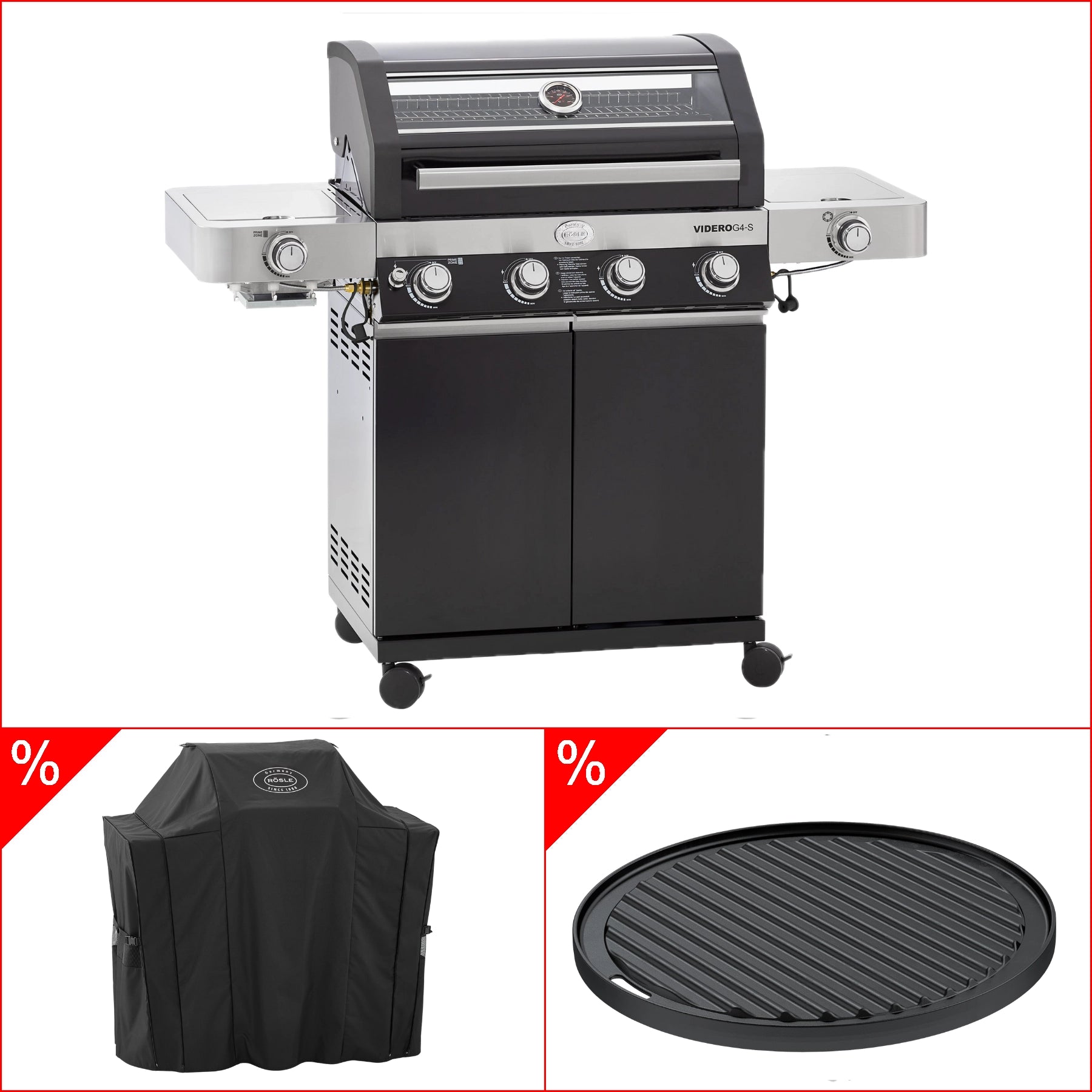 Rösle Gasgrill BBQ - Station VIDERO G4 - S Vario + 50 mbar inkl. GRATIS Abdeckhaube und Grillplatte rund - Grillstar.deRösle Gasgrill BBQ - Station VIDERO G4 - S Vario + 50 mbar inkl. GRATIS Abdeckhaube und Grillplatte rundRösleGrillstar.de25524_25517_25423