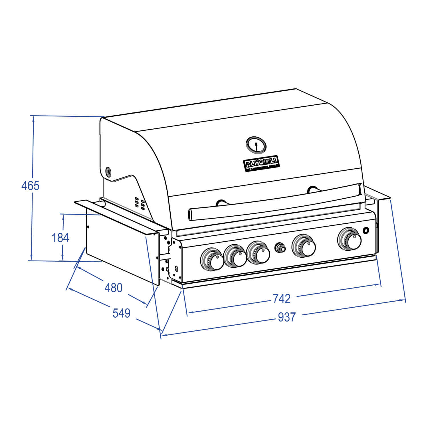 All`Grill Chef L Built-In Schwarz