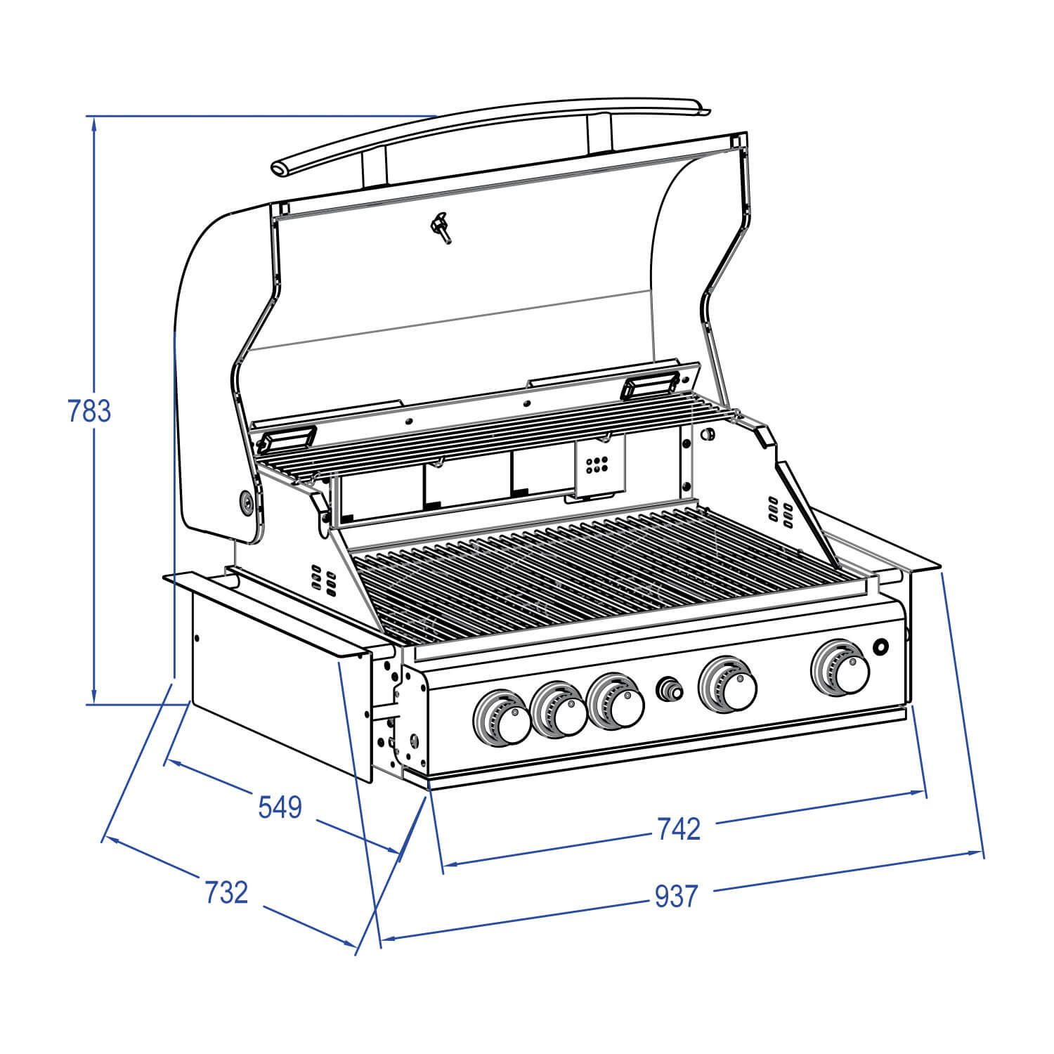 All`Grill Chef L Built-In Schwarz