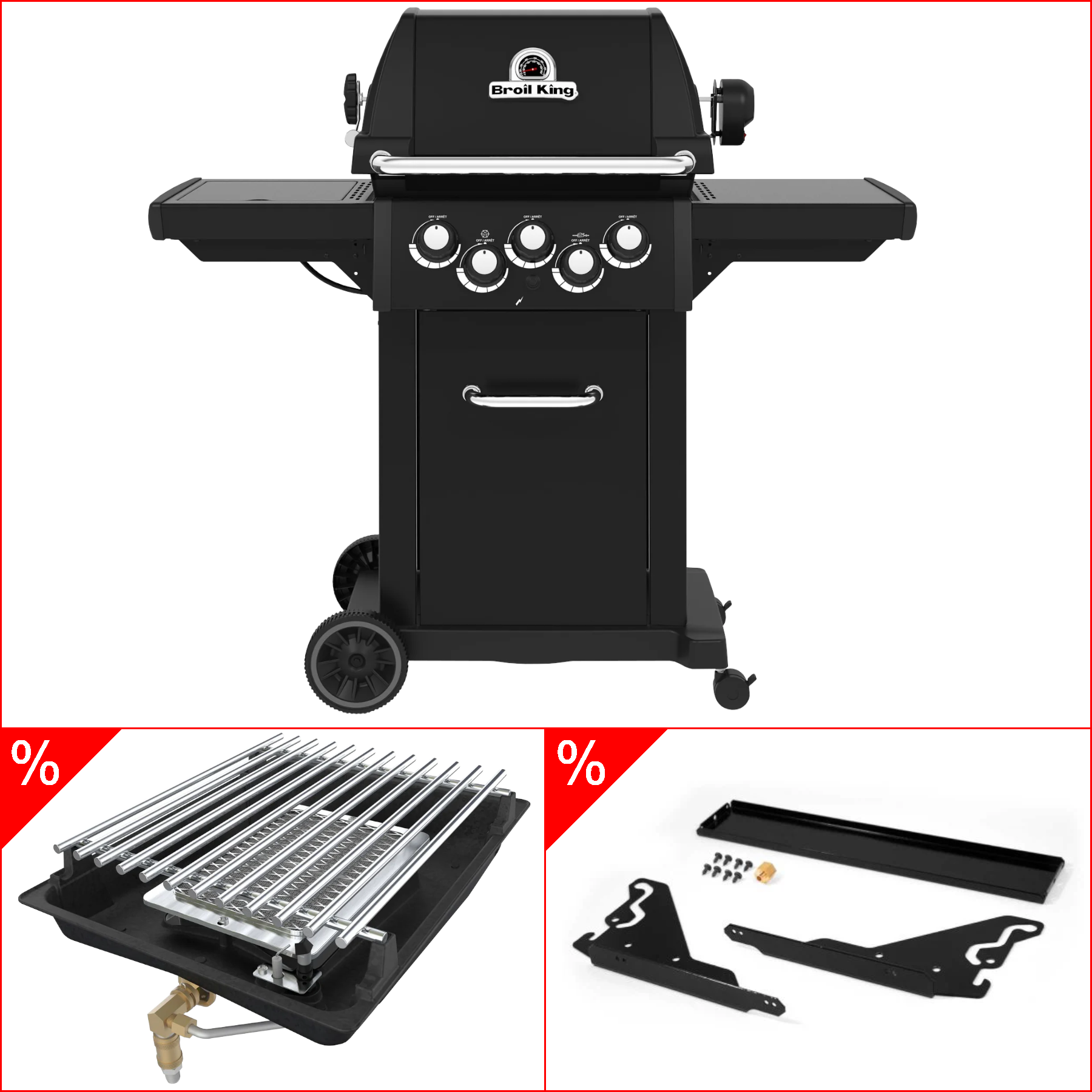 Broil King Royal 390 Shadow IR inkl. Drehspieß, Infrarotbrenner & Umrüstkit