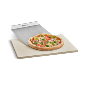 Burnhard Pizzastein mit Pizzaschaufel | 38 x 30 x 1,5 cm