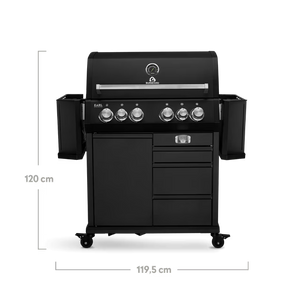 Burnhard Big EARL Premium-Gasgrill 4-Brenner Black mit Edelstahlrosten