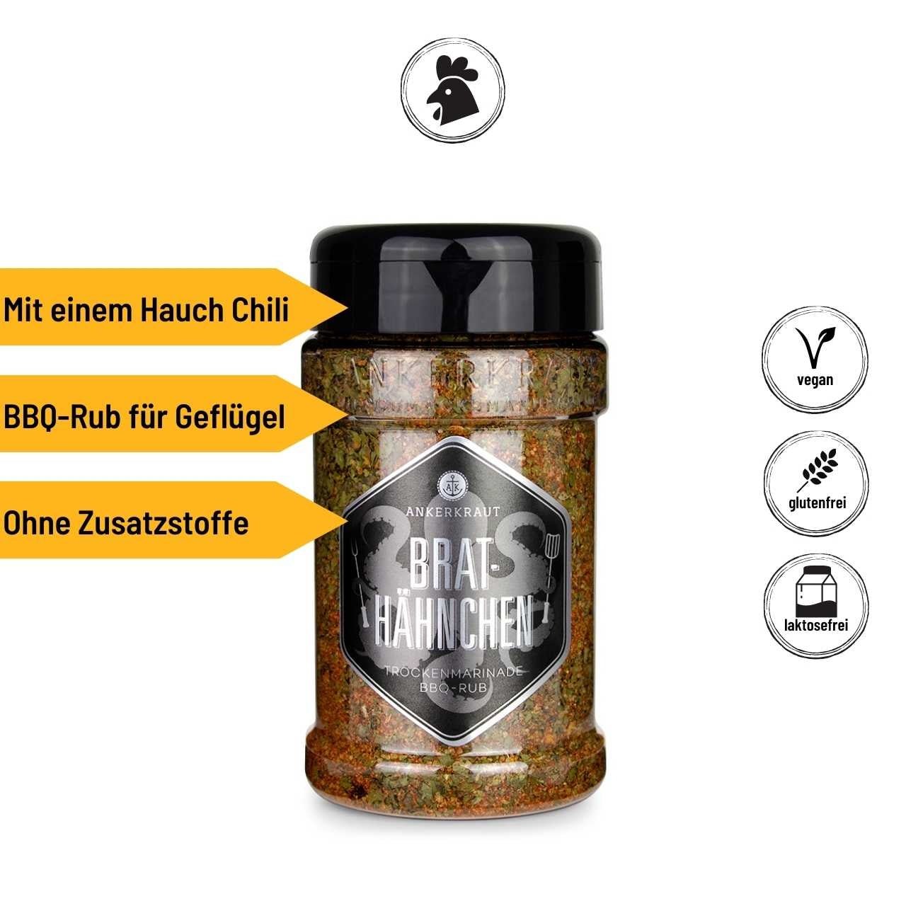 Ankerkraut Brathähnchen Gewürz, 200g Streuer - Grillstar.deAnkerkraut Brathähnchen Gewürz, 200g StreuerAnkerkrautGrillstar.de42603478949604260347894960