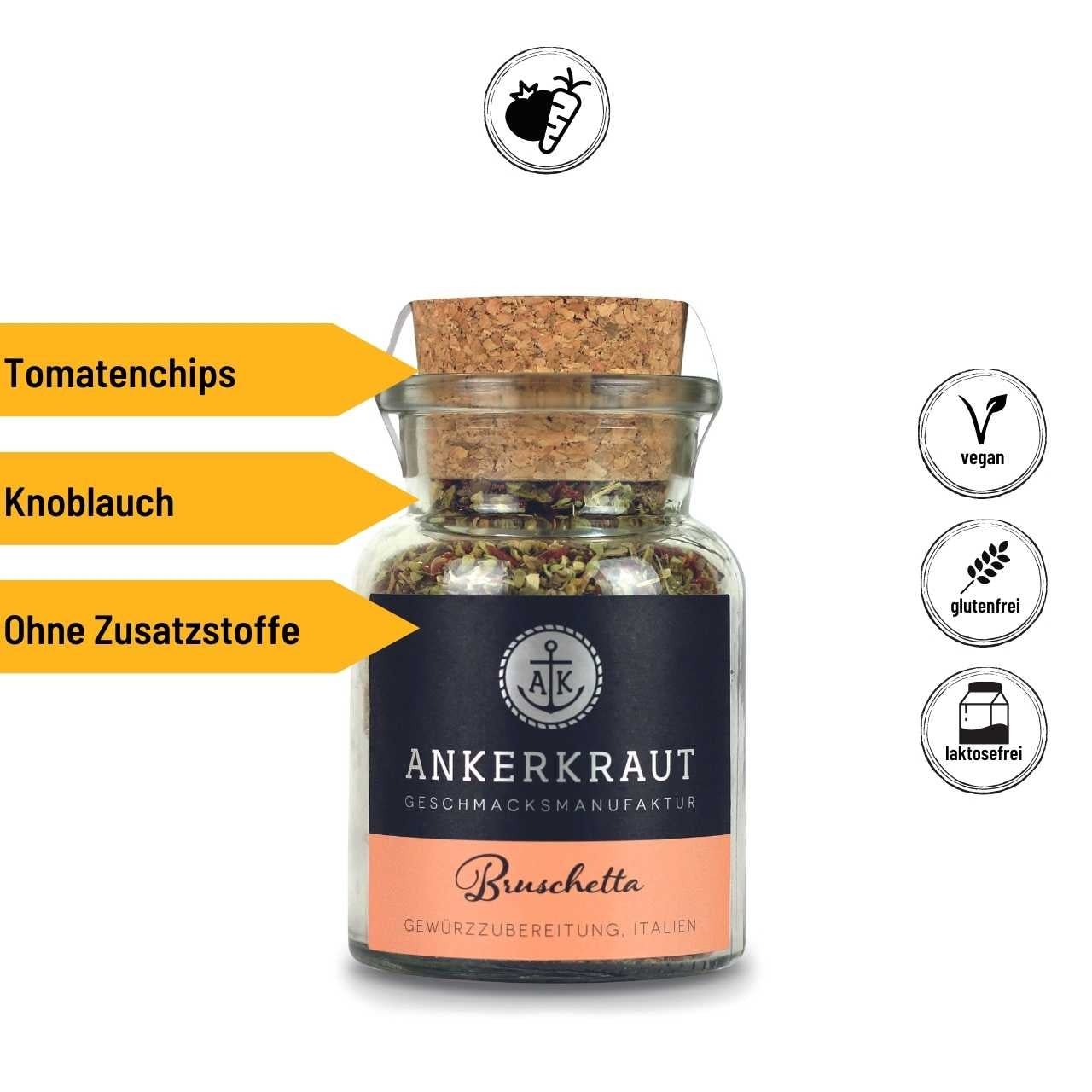 Ankerkraut Bruschetta, 55g Korkenglas - Grillstar.deAnkerkraut Bruschetta, 55g KorkenglasAnkerkrautGrillstar.de42603478902694260347890269