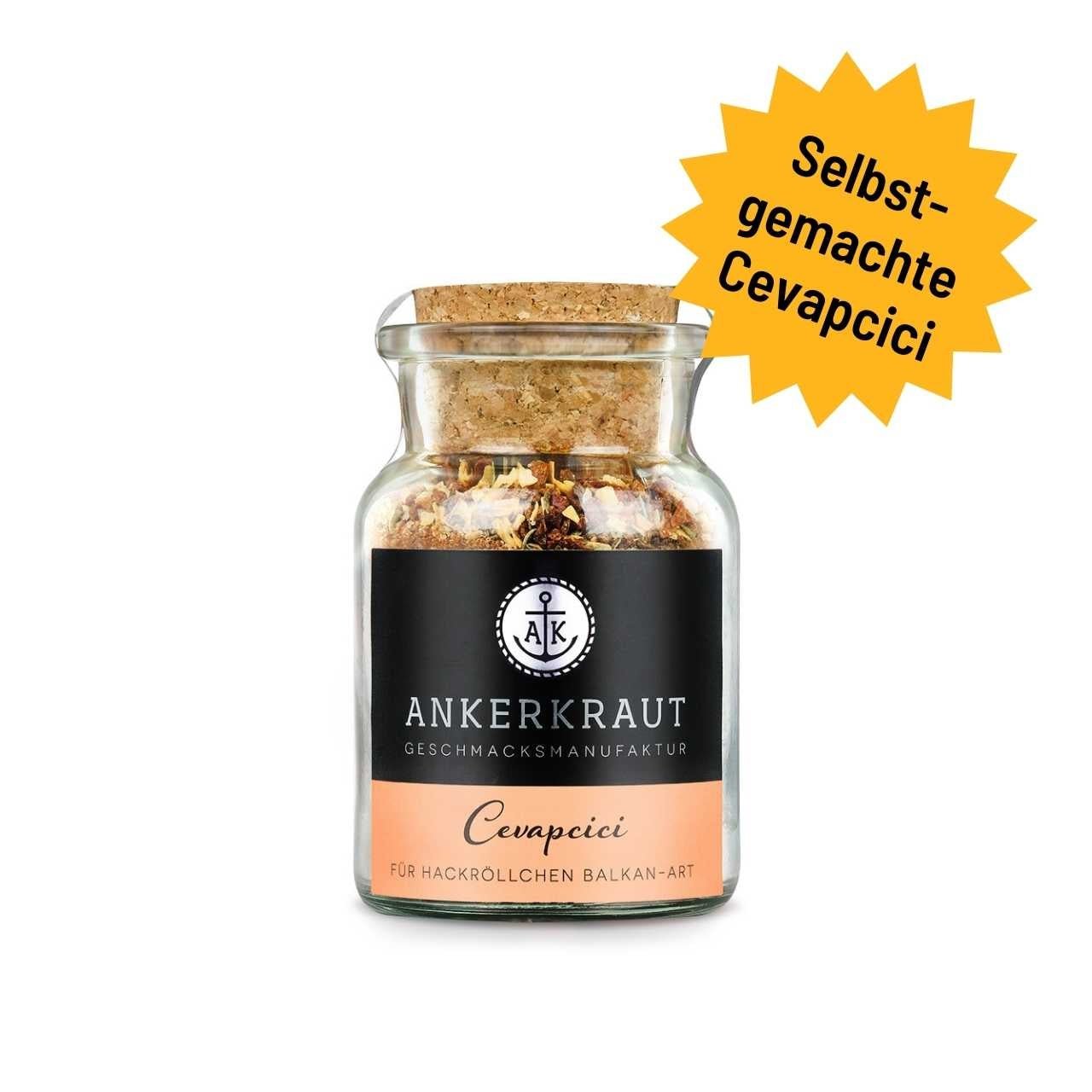 Ankerkraut Cevapcici Gewürz, 90g Korkenglas - Grillstar.deAnkerkraut Cevapcici Gewürz, 90g KorkenglasAnkerkrautGrillstar.de40629888411254062988841125