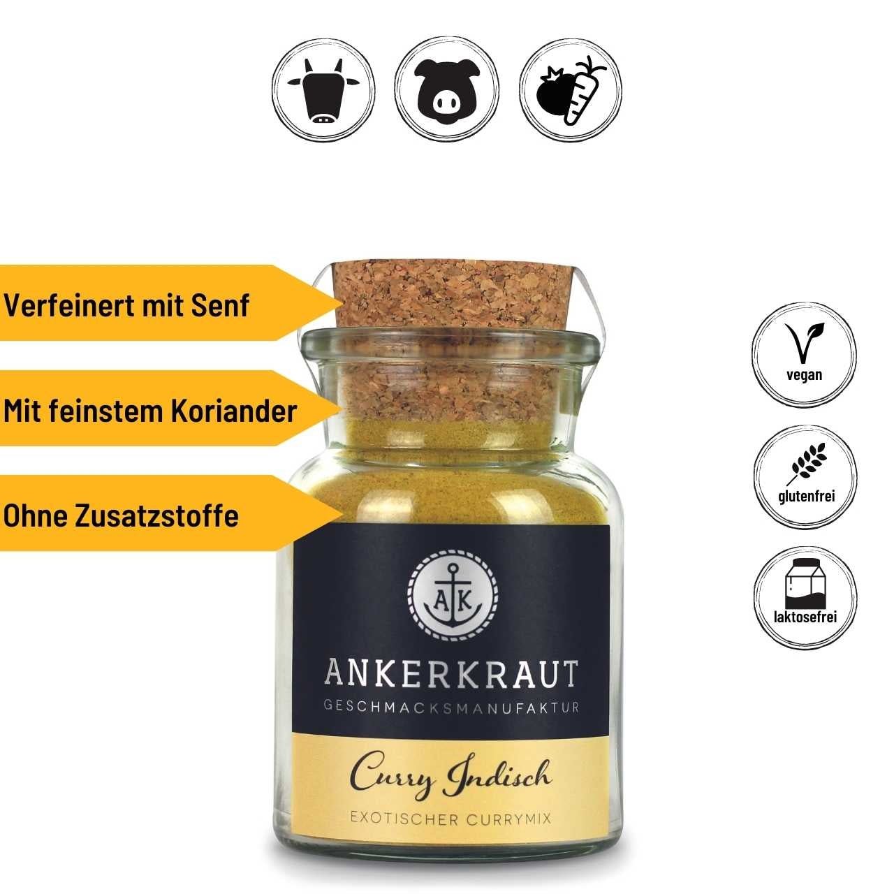 Ankerkraut Curry Indisch, 70g Korkenglas - Grillstar.deAnkerkraut Curry Indisch, 70g KorkenglasAnkerkrautGrillstar.de42603478901604260347890160