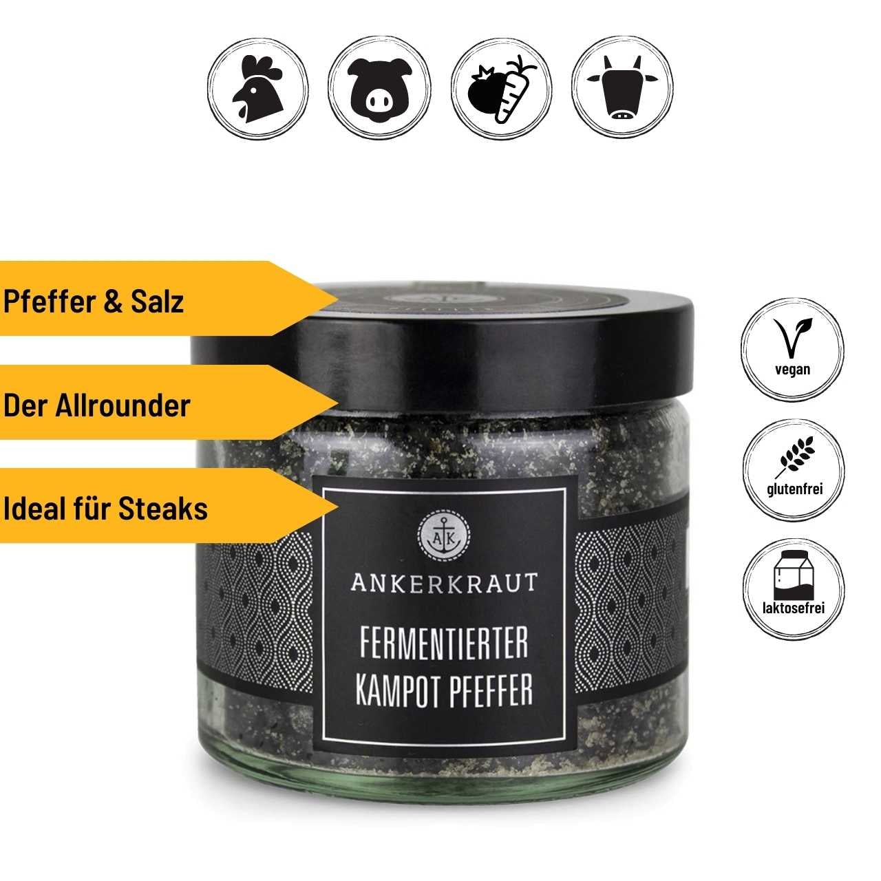 Ankerkraut Fermentierter Kampot Pfeffer, 150g Tiegel