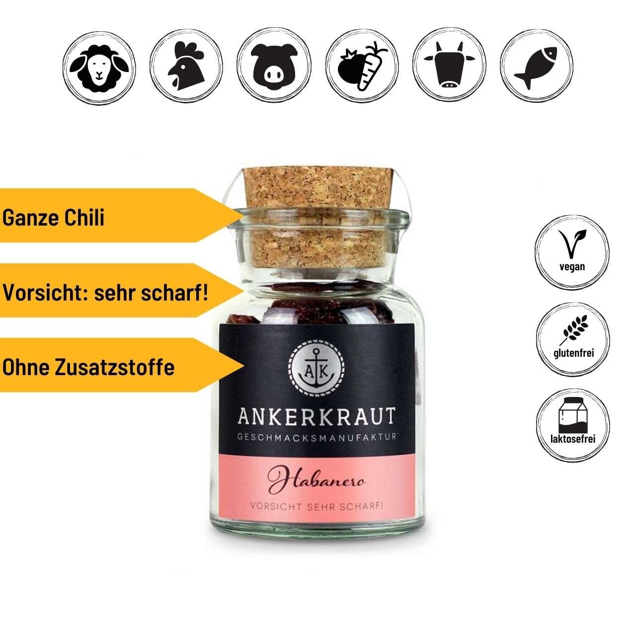 Ankerkraut Habanero, 12g Korkenglas - Grillstar.deAnkerkraut Habanero, 12g KorkenglasAnkerkrautGrillstar.de42603478942434260347894243