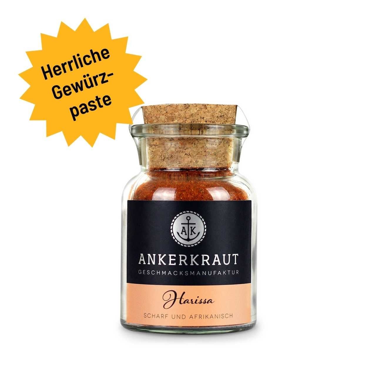 Ankerkraut Harissa, 90g Korkenglas - Grillstar.deAnkerkraut Harissa, 90g KorkenglasAnkerkrautGrillstar.de42603478941514260347894151