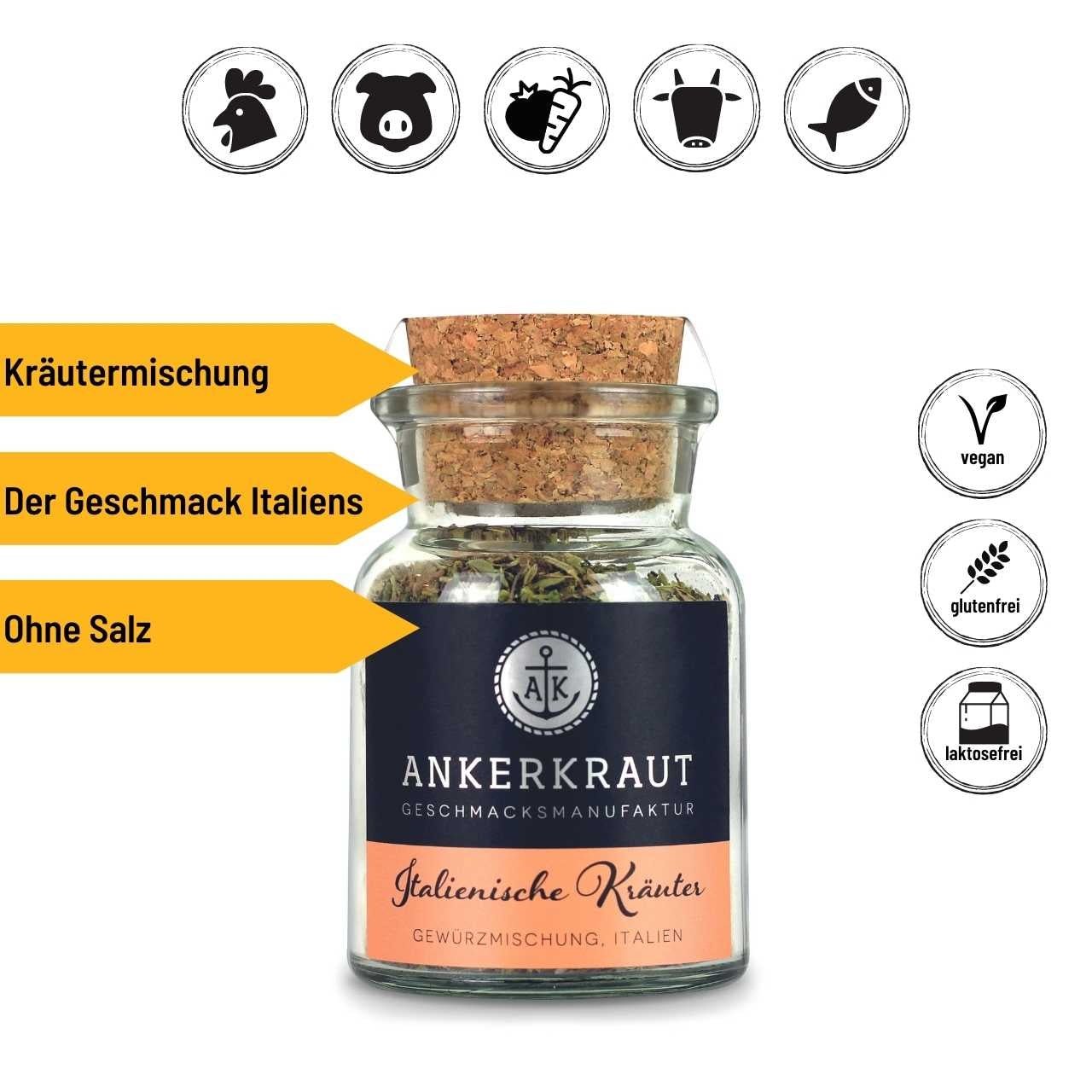 Ankerkraut Italienische Kräuter, 20g Korkenglas - Grillstar.deAnkerkraut Italienische Kräuter, 20g KorkenglasAnkerkrautGrillstar.de42603478903134260347890313