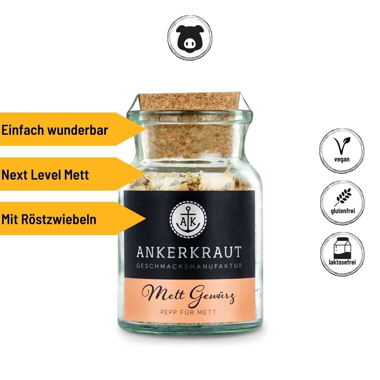 Ankerkraut Mett Gewürz, 85g Korkenglas - Grillstar.deAnkerkraut Mett Gewürz, 85g KorkenglasAnkerkrautGrillstar.de40629888400984062988840098