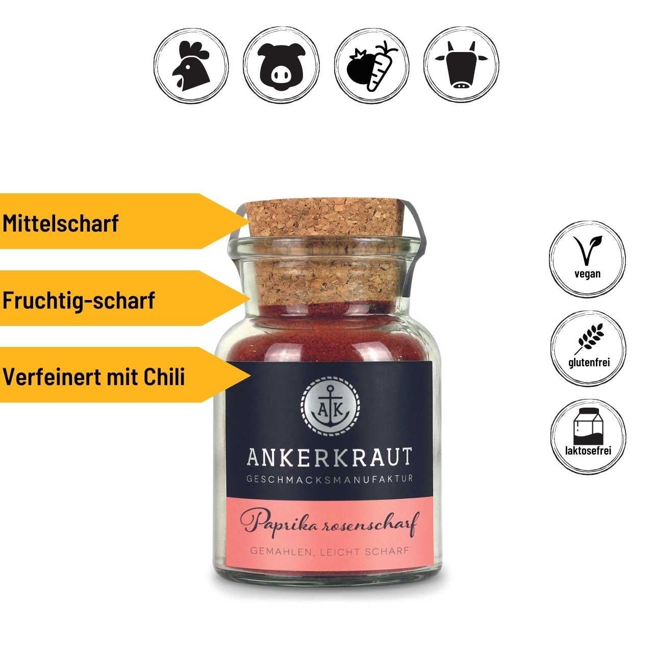 Ankerkraut Paprika rosenscharf, 60g Korkenglas - Grillstar.deAnkerkraut Paprika rosenscharf, 60g KorkenglasAnkerkrautGrillstar.de42605479951394260547995139