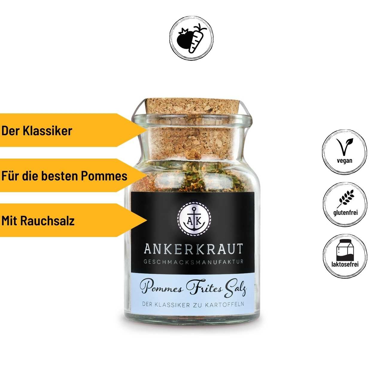 Ankerkraut Pommes Frites Salz, 130g Korkenglas