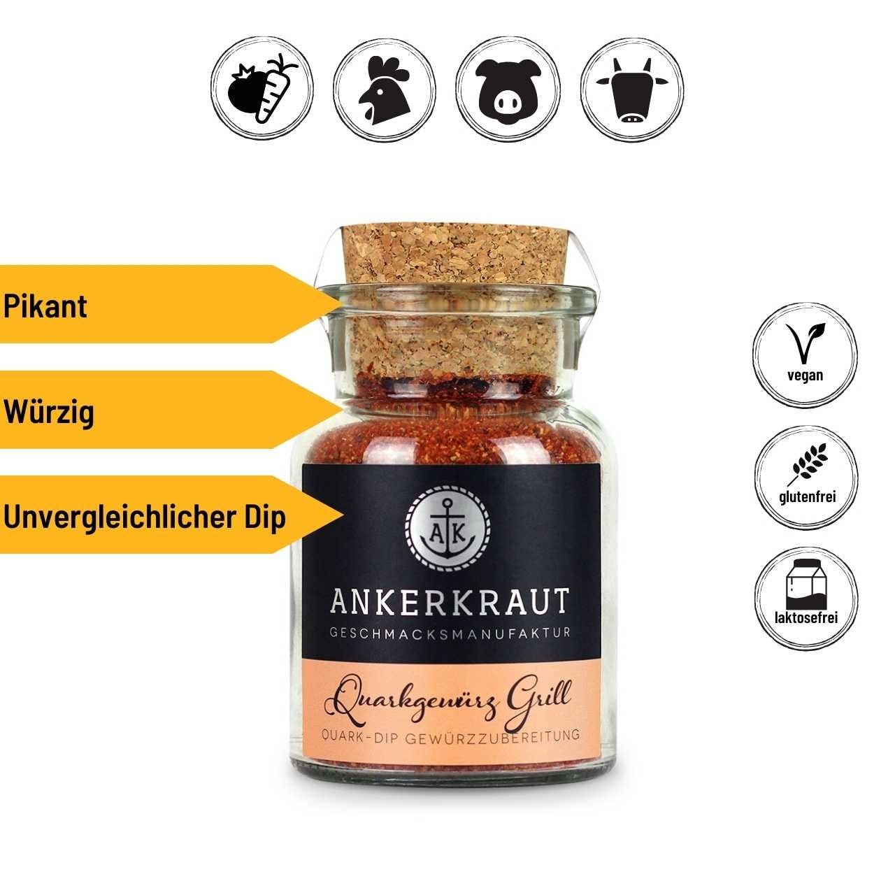 Ankerkraut Quarkgewürz Grill, 95g Korkenglas - Grillstar.deAnkerkraut Quarkgewürz Grill, 95g KorkenglasAnkerkrautGrillstar.de42603478903754260347890375