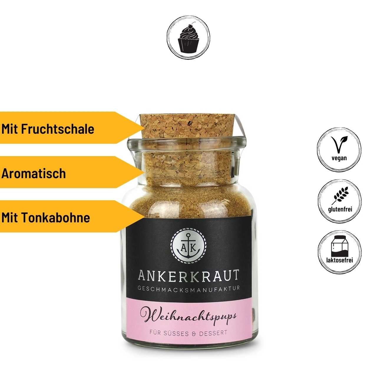 Ankerkraut Weihnachtspups, 120g Korkenglas