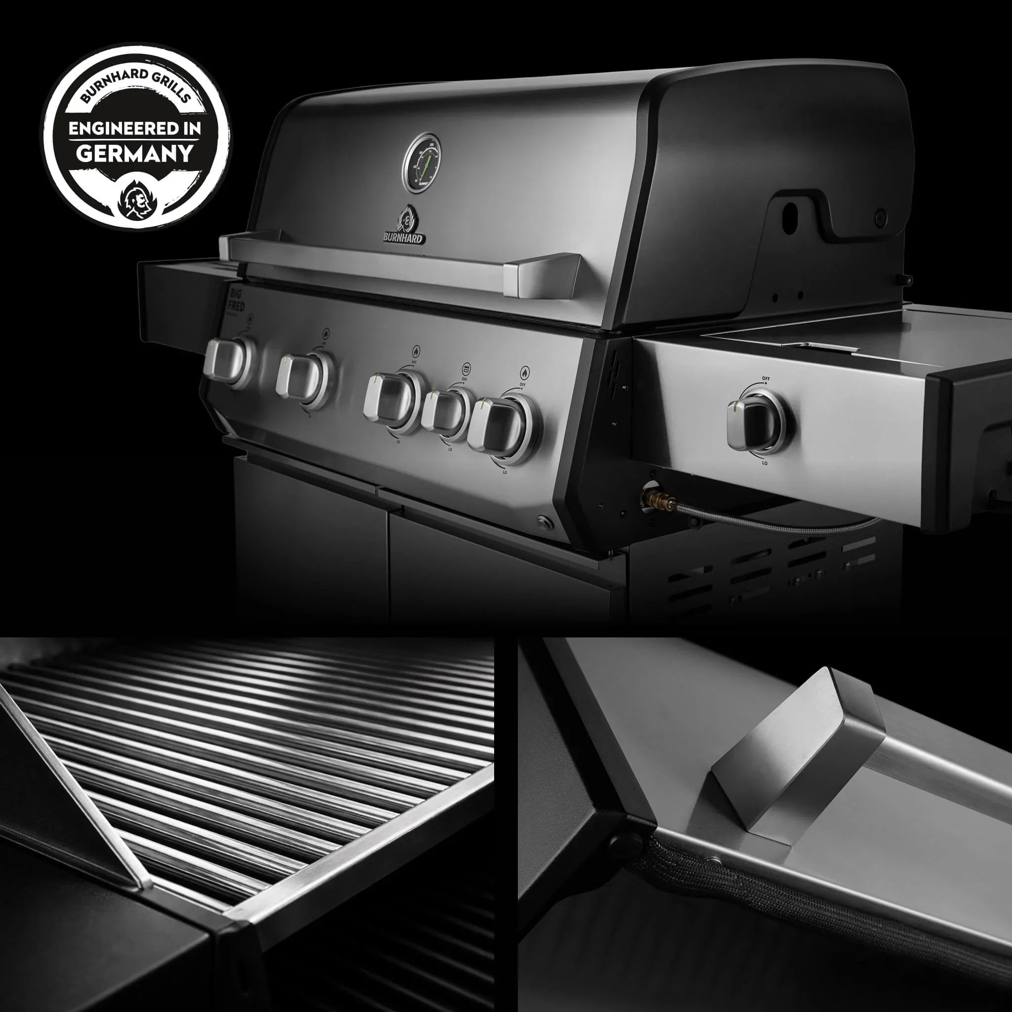 Burnhard Big FRED Deluxe Gasgrill Edelstahl 4 - Brenner mit Edelstahlrost Series 4 - Grillstar.deBurnhard Big FRED Deluxe Gasgrill Edelstahl 4 - Brenner mit Edelstahlrost Series 4BurnhardGrillstar.de