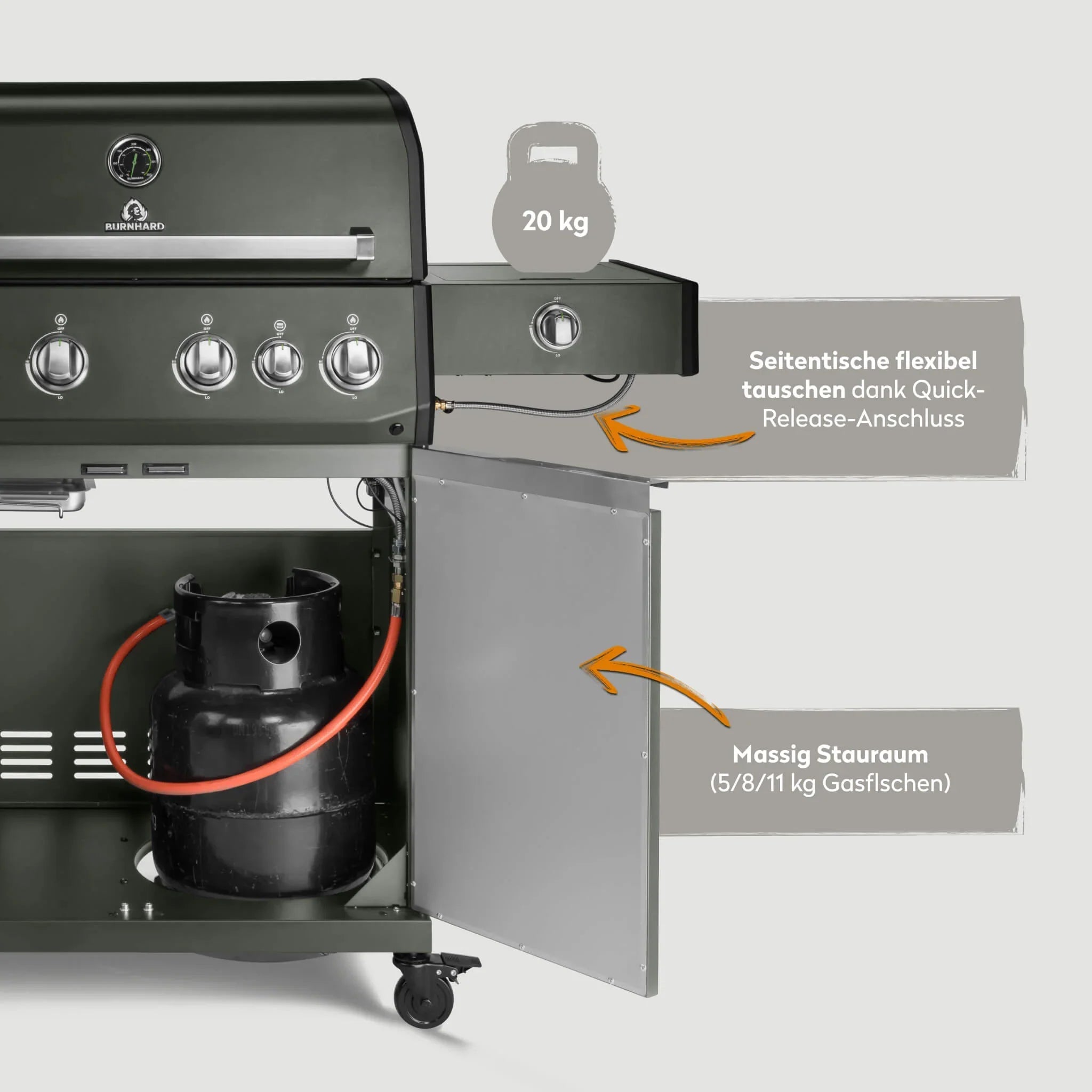Burnhard Big FRED Deluxe Gasgrill Green Edition 4 - Brenner mit Edelstahlrost Series 4 - Grillstar.deBurnhard Big FRED Deluxe Gasgrill Green Edition 4 - Brenner mit Edelstahlrost Series 4BurnhardGrillstar.de