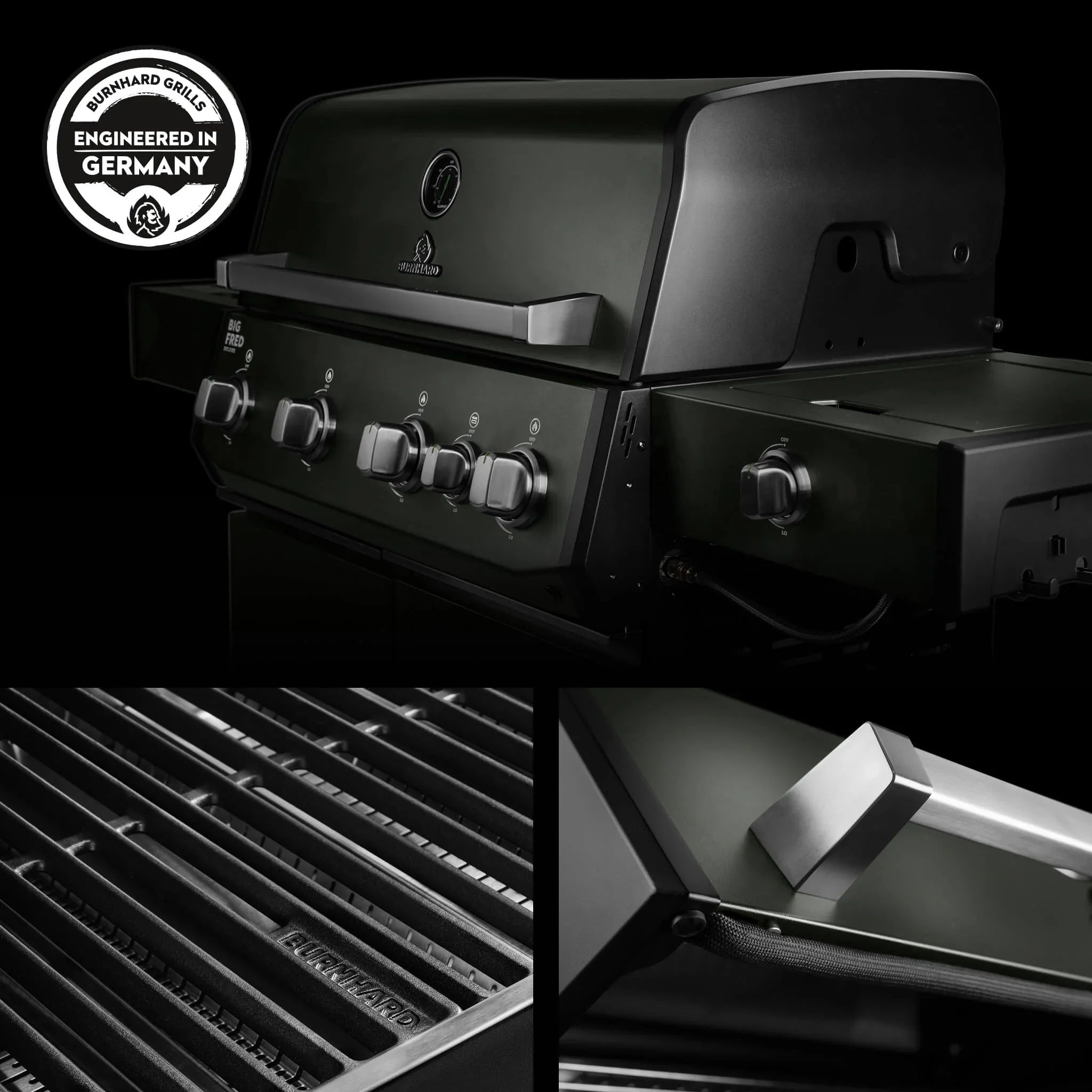 Burnhard Big FRED Deluxe Gasgrill Green Edition 4 - Brenner mit Gusseisenrost Series 4 - Grillstar.deBurnhard Big FRED Deluxe Gasgrill Green Edition 4 - Brenner mit Gusseisenrost Series 4BurnhardGrillstar.de