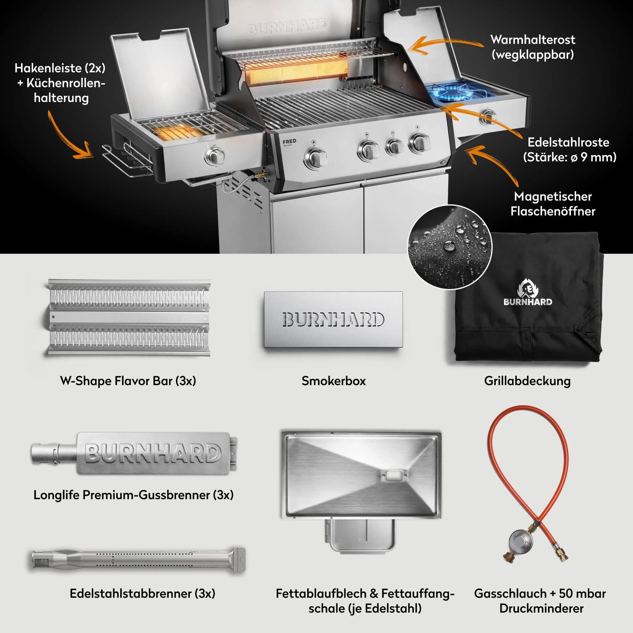 Burnhard Burnhard FRED Deluxe+ Edelstahl mit Edelstahlrosten - Grillstar.deBurnhard Burnhard FRED Deluxe+ Edelstahl mit EdelstahlrostenGrillBurnhardGrillstar.de