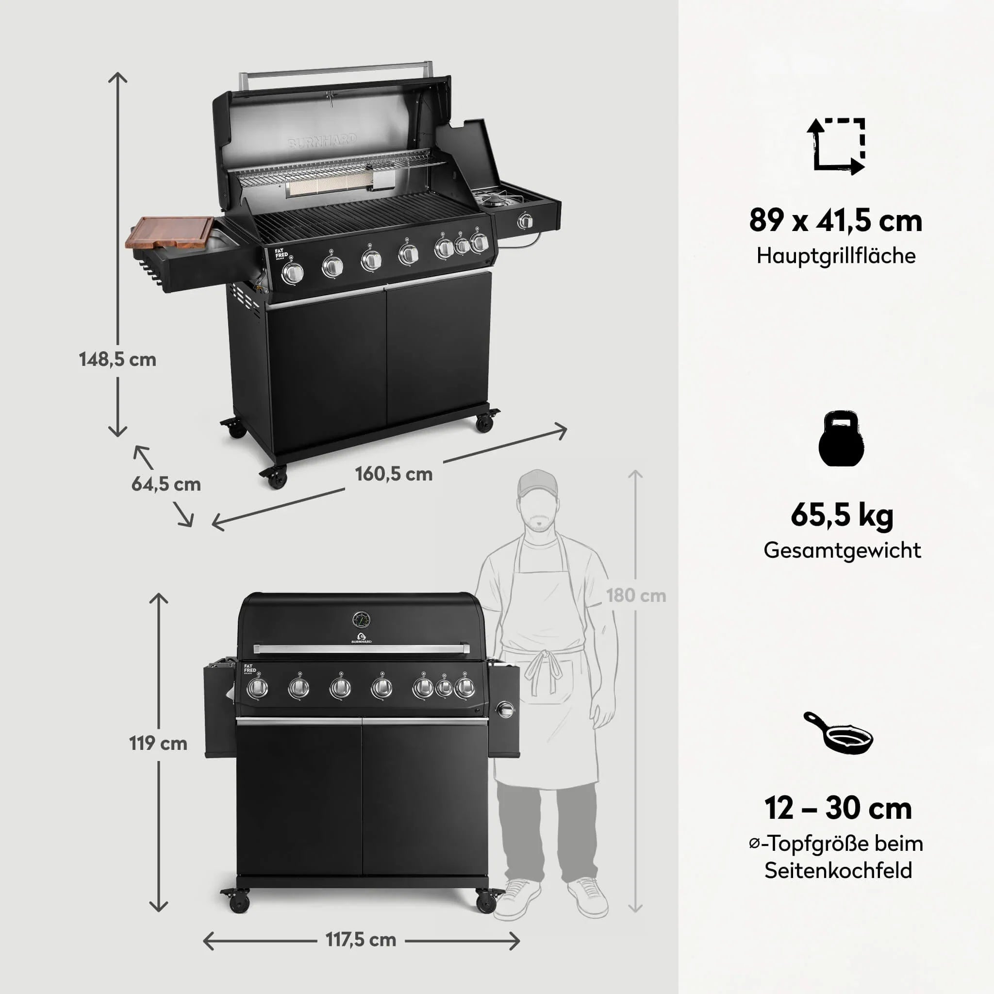 Burnhard Fat FRED Deluxe Gasgril Black Edition 6 - Brenner mit Gusseisenrost (Series 4) - Grillstar.deBurnhard Fat FRED Deluxe Gasgril Black Edition 6 - Brenner mit Gusseisenrost (Series 4)BurnhardGrillstar.de