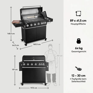Burnhard Fat FRED Deluxe Gasgrill Black Edition 6 - Brenner mit Edelstahlrost (Series 4) - Grillstar.deBurnhard Fat FRED Deluxe Gasgrill Black Edition 6 - Brenner mit Edelstahlrost (Series 4)BurnhardGrillstar.de