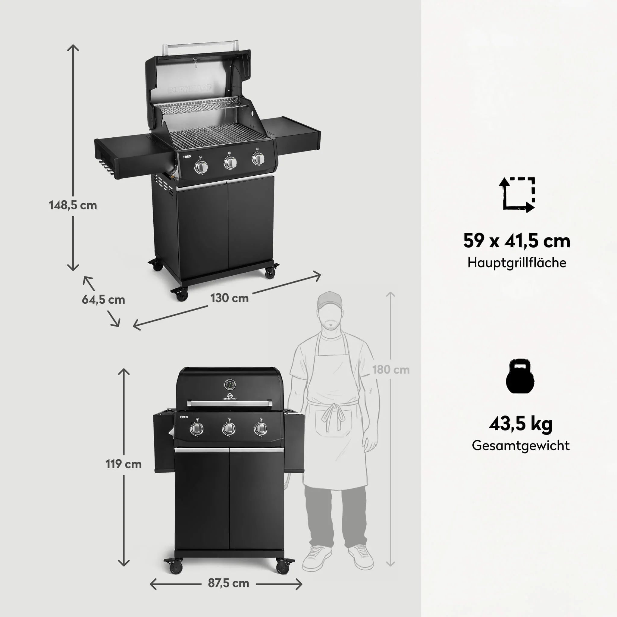 Burnhard FRED Base Gasgrill 3 - Brenner mit Edelstahlrost Series 4 - Grillstar.deBurnhard FRED Base Gasgrill 3 - Brenner mit Edelstahlrost Series 4BurnhardGrillstar.de