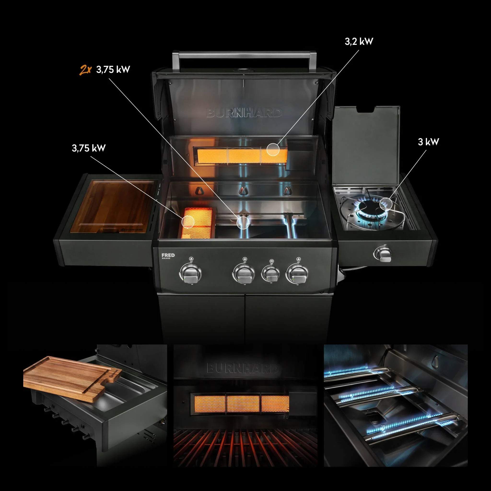 Burnhard FRED Deluxe Gasgrill 3 - Brenner Green Edition mit Edelstahlrost Series 4 - Grillstar.deBurnhard FRED Deluxe Gasgrill 3 - Brenner Green Edition mit Edelstahlrost Series 4BurnhardGrillstar.de