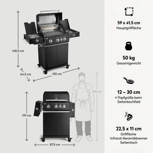 Burnhard FRED Deluxe+ Schwarz mit Edelstahlrosten - Grillstar.deBurnhard FRED Deluxe+ Schwarz mit EdelstahlrostenGrillBurnhardGrillstar.de