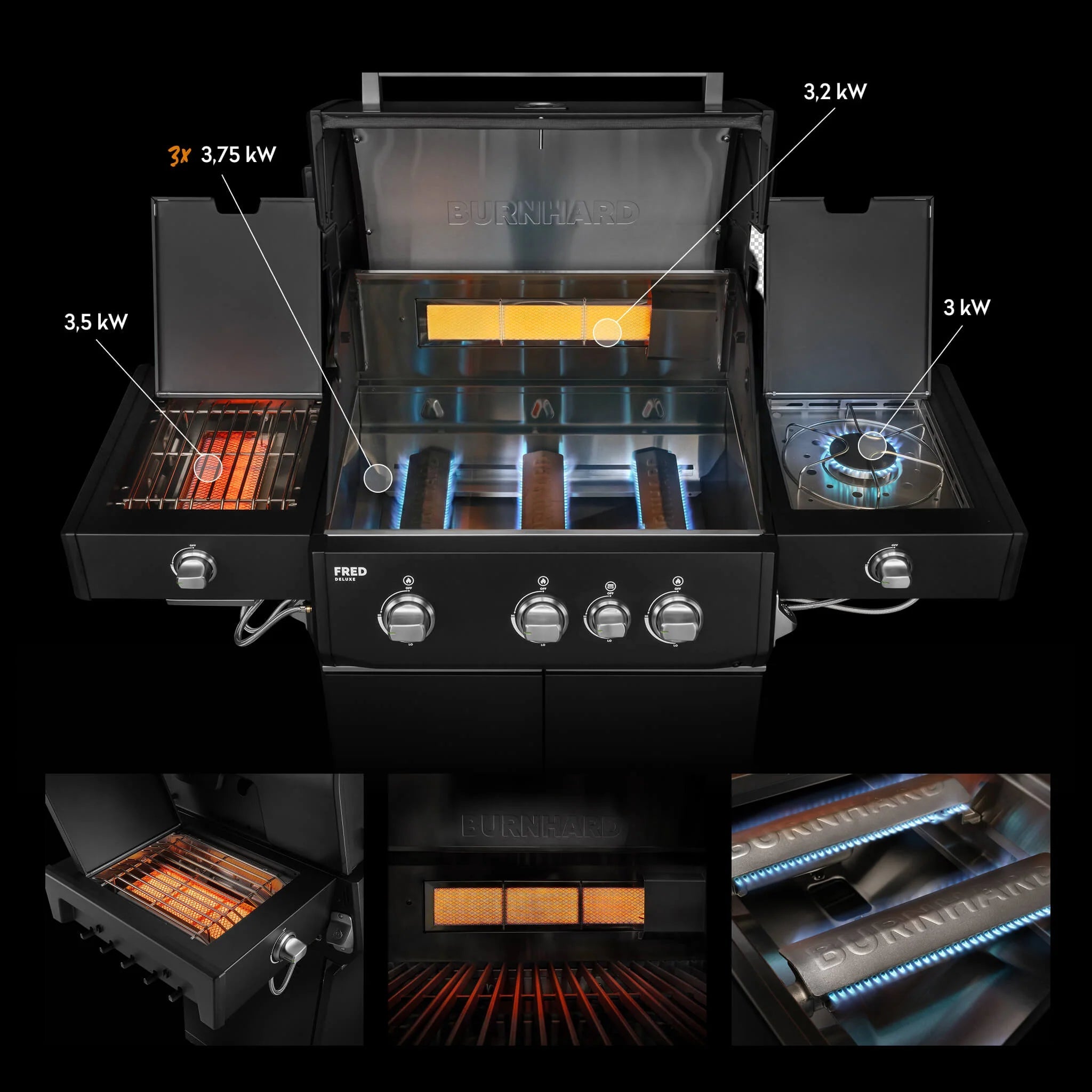 Burnhard FRED Deluxe+ Schwarz mit Edelstahlrosten - Grillstar.deBurnhard FRED Deluxe+ Schwarz mit EdelstahlrostenGrillBurnhardGrillstar.de