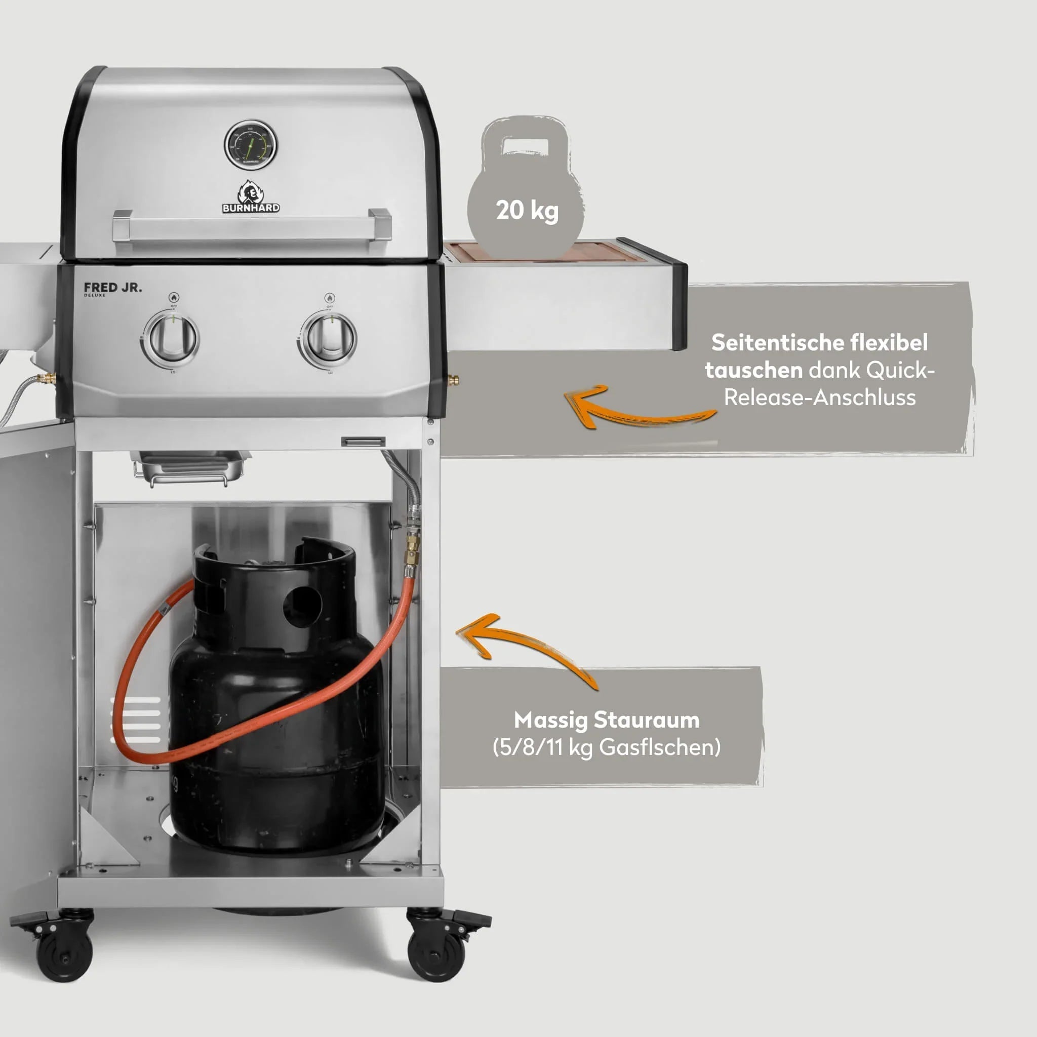 Burnhard FRED Jr. Deluxe Gasgrill Edelstahl 2 - Brenner mit Edelstahlrost Series 4 - Grillstar.deBurnhard FRED Jr. Deluxe Gasgrill Edelstahl 2 - Brenner mit Edelstahlrost Series 4BurnhardGrillstar.de