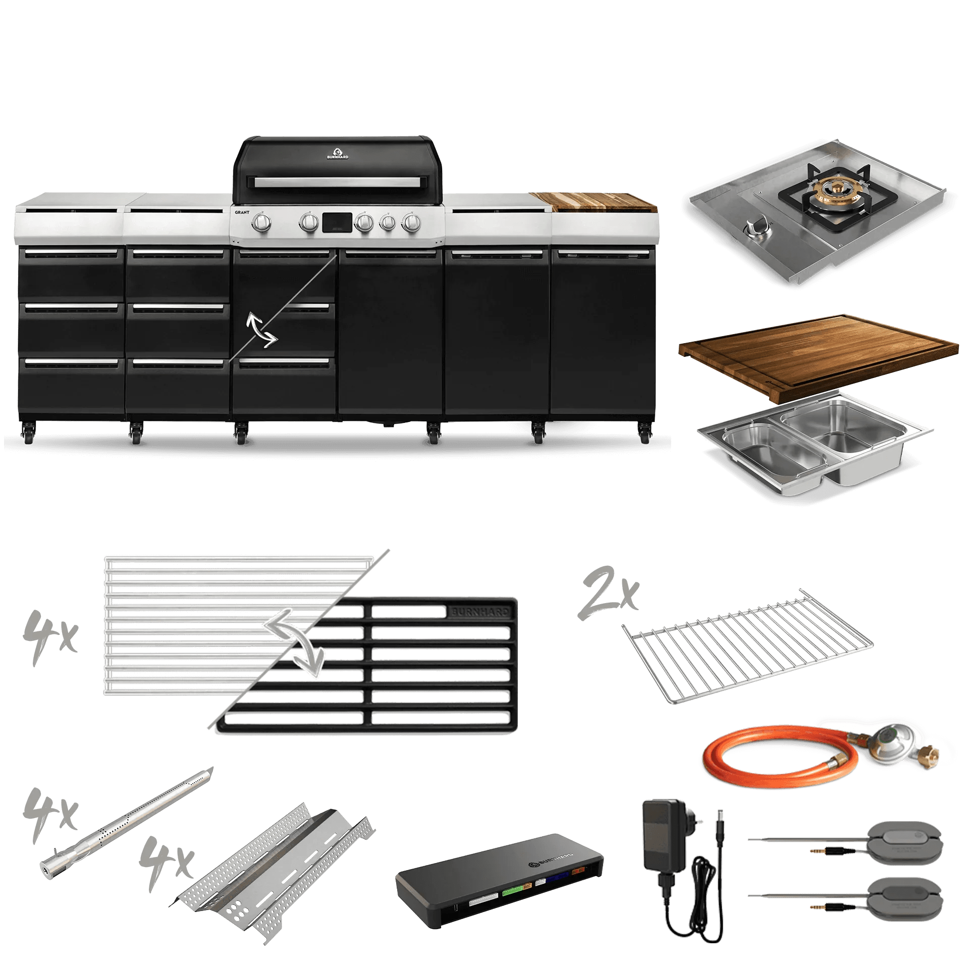 Burnhard GRANT Station - Modularer Gasgrill 4 - Brenner mit Türen und Gusseisenrost - Grillstar.deBurnhard GRANT Station - Modularer Gasgrill 4 - Brenner mit Türen und GusseisenrostAußenkücheBurnhardGrillstar.de