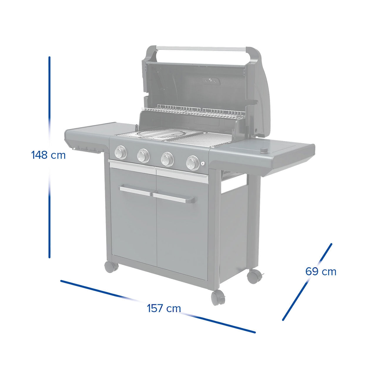 Campingaz BBQ 4 Series Premium 37384, Gusseisenroste, 13,6 kW Leistung