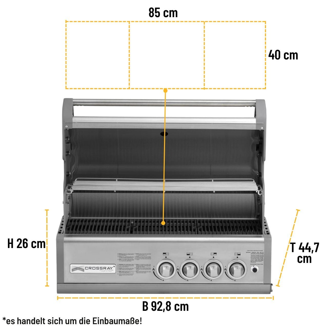 Crossray+ 4 Built In, 4 Infrarot - Keramikbrenner, 85 x 40 cm Grillfläche, Gusseisenroste - Grillstar.deCrossray+ 4 Built In, 4 Infrarot - Keramikbrenner, 85 x 40 cm Grillfläche, GusseisenrostecrossrayGrillstar.deTCS4EU509334038003933