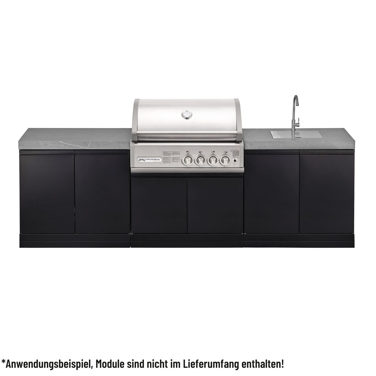 Crossray+ 4 Built In, 4 Infrarot-Keramikbrenner, 85 x 40 cm Grillfläche, Gusseisenroste