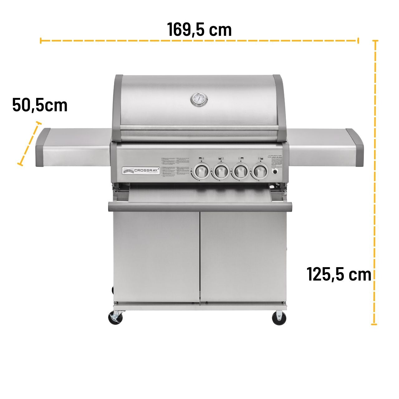 Crossray+ 4 Infrarot-Keramikbrenner, Gasgrill, 81 x 40 cm Gussroste