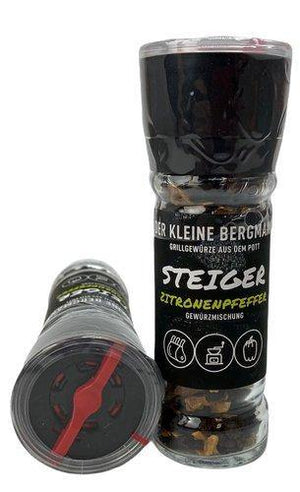 Der Kleine Bergmann Steiger Zitronenpfeffer, 40g Mühle - Grillstar.deDer Kleine Bergmann Steiger Zitronenpfeffer, 40g MühleDer kleine BergmannGrillstar.de