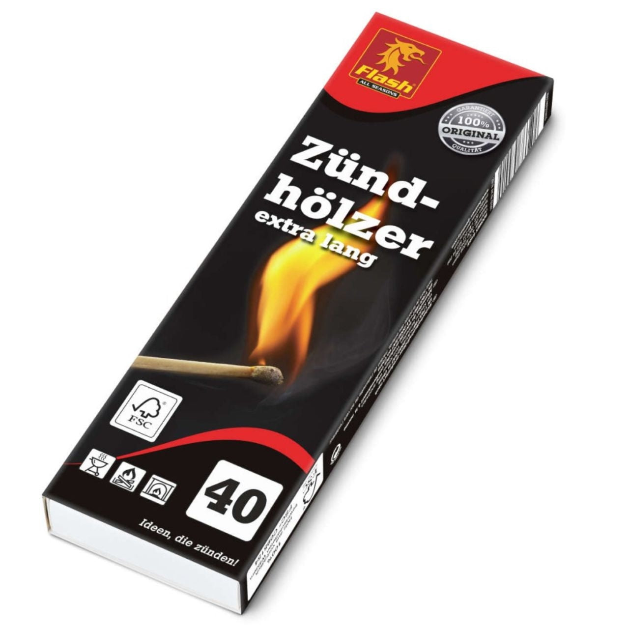 Flash Zündhölzer extra lang, 40Stk.