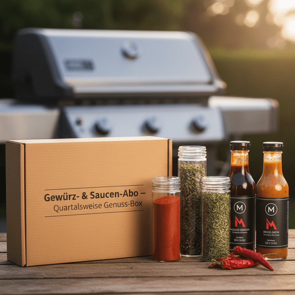 Gewürz - & Saucen Probierset | Quartalsweise Genuss - Box für dein BBQ - Grillstar.deGewürz - & Saucen Probierset | Quartalsweise Genuss - Box für dein BBQGewürzMeat'n'FoodGrillstar.de